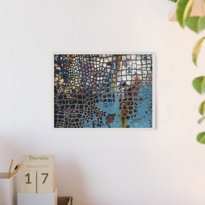 Poster with frame - Blue Cracking Crocodile Texture by QueenNoble