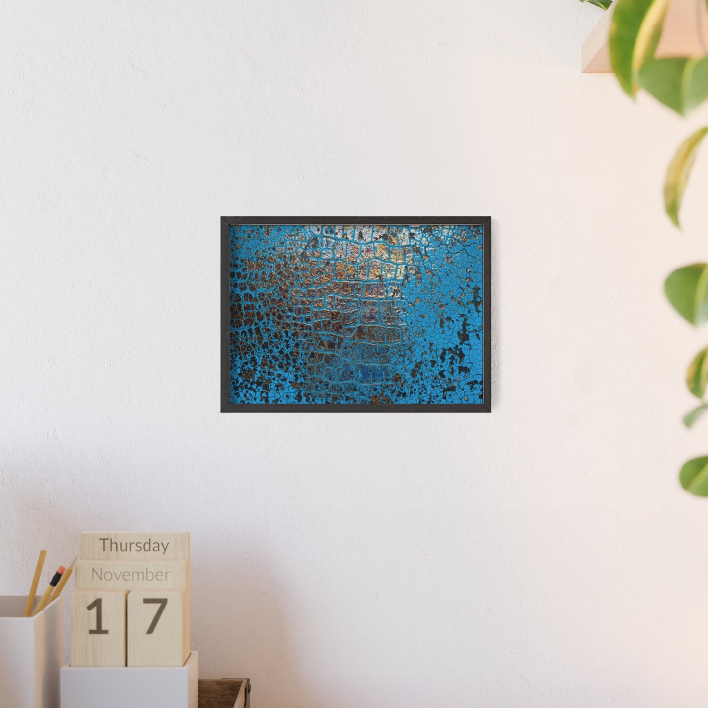 Gallery-Ready Blue Croco Abstract Framed Poster – Modern Wall Art for Home & Office