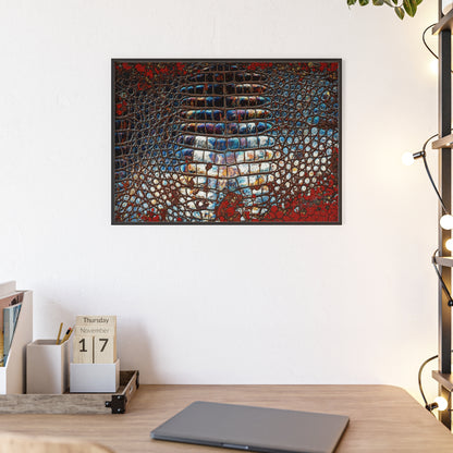 Red Crocodile Style Wall Art Stylish Wooden Frame Poster By QueenNoble