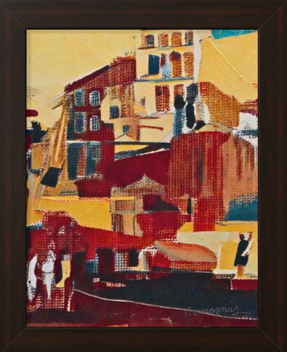 Geometric Framed Vertical Poster, Colorful Buildings Wall Art By Vercmagnus