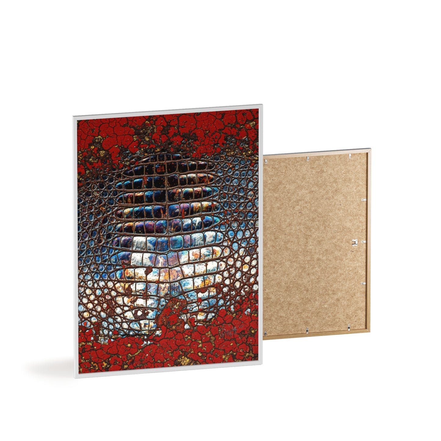 Red Crocodile Style Wall Art Stylish Wooden Frame Poster By QueenNoble