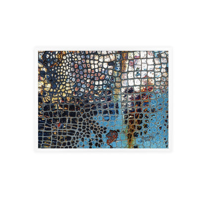 Poster with frame - Blue Cracking Crocodile Texture by QueenNoble