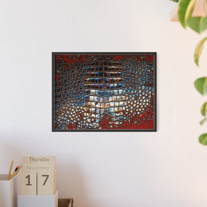 Red Crocodile Style Wall Art Stylish Wooden Frame Poster By QueenNoble
