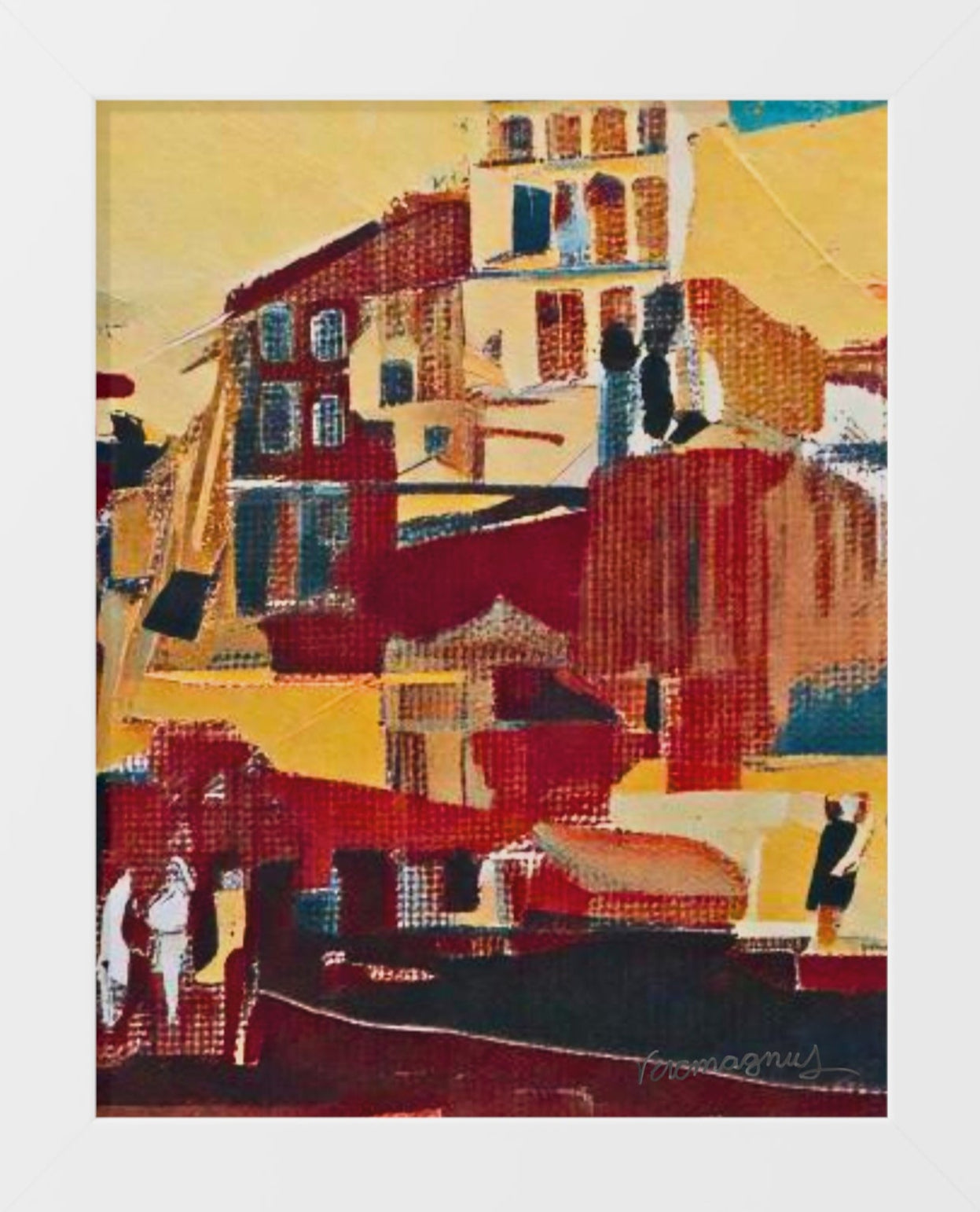 Geometric Framed Vertical Poster, Colorful Buildings Wall Art By Vercmagnus