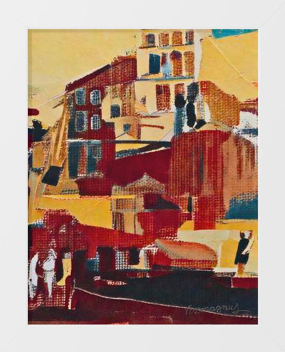Geometric Framed Vertical Poster, Colorful Buildings Wall Art By Vercmagnus