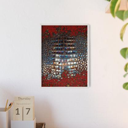 Red Crocodile Style Wall Art Stylish Wooden Frame Poster By QueenNoble