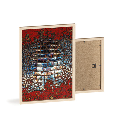 Red Crocodile Style Wall Art Stylish Wooden Frame Poster By QueenNoble
