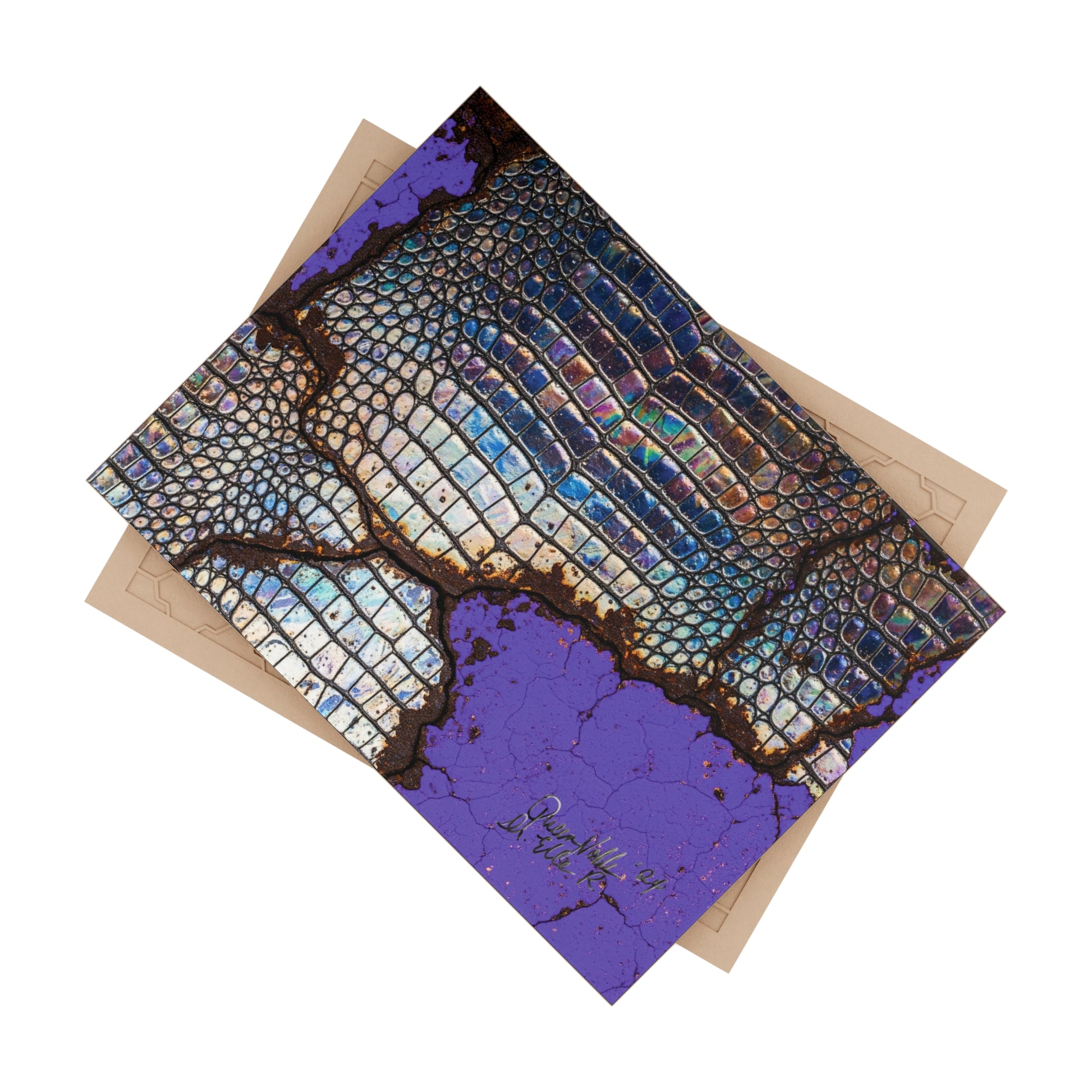 Vibrant Ceramic Photo Tile, Purple Croco By QueenNoble Collectible