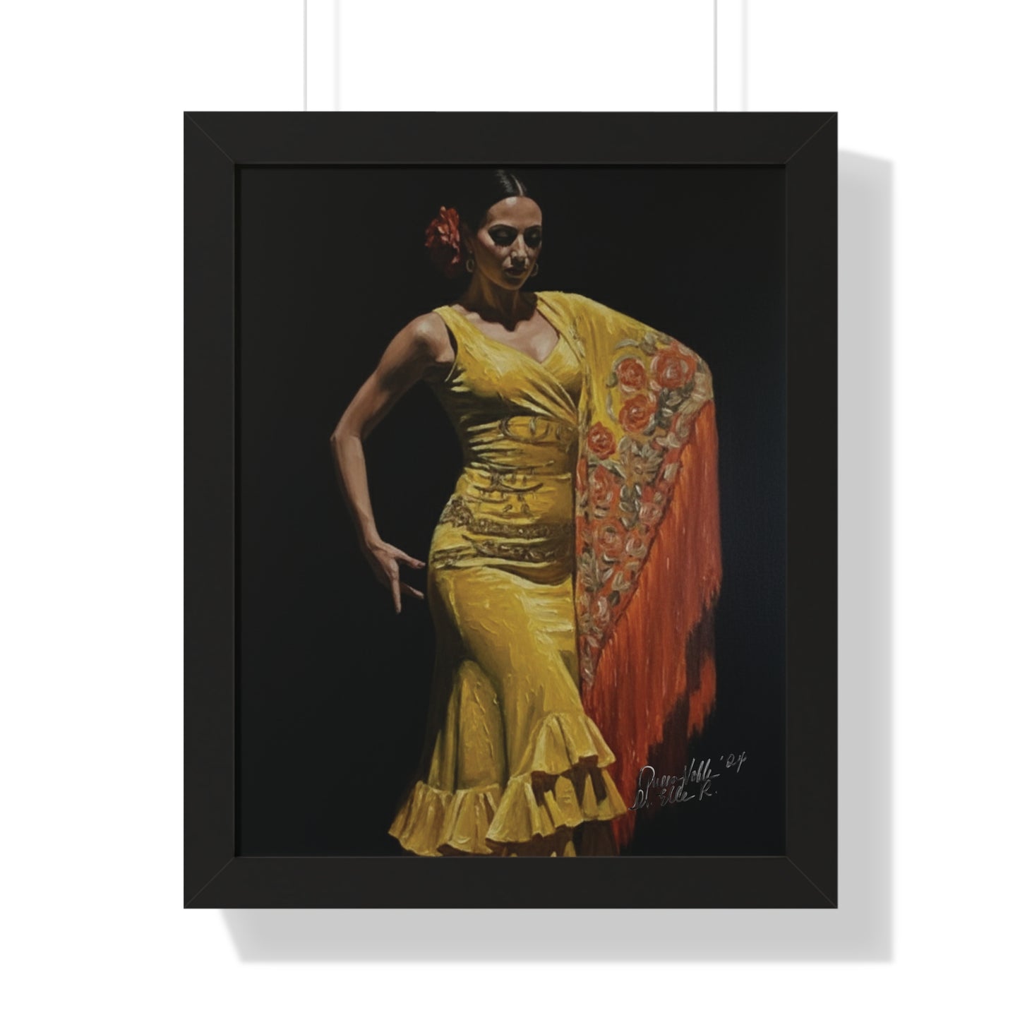Elegant Flamenco Dancer Framed Vertical Poster, Wall Art By QueenNoble