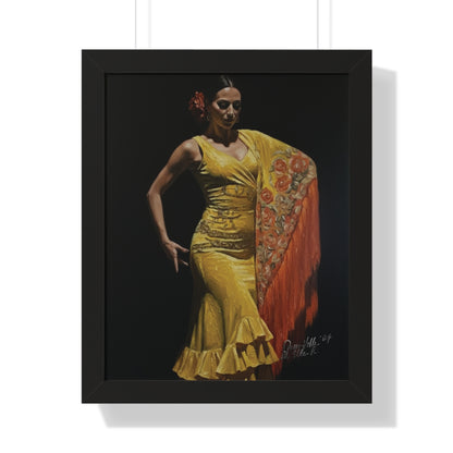 Elegant Flamenco Dancer Framed Vertical Poster, Wall Art By QueenNoble