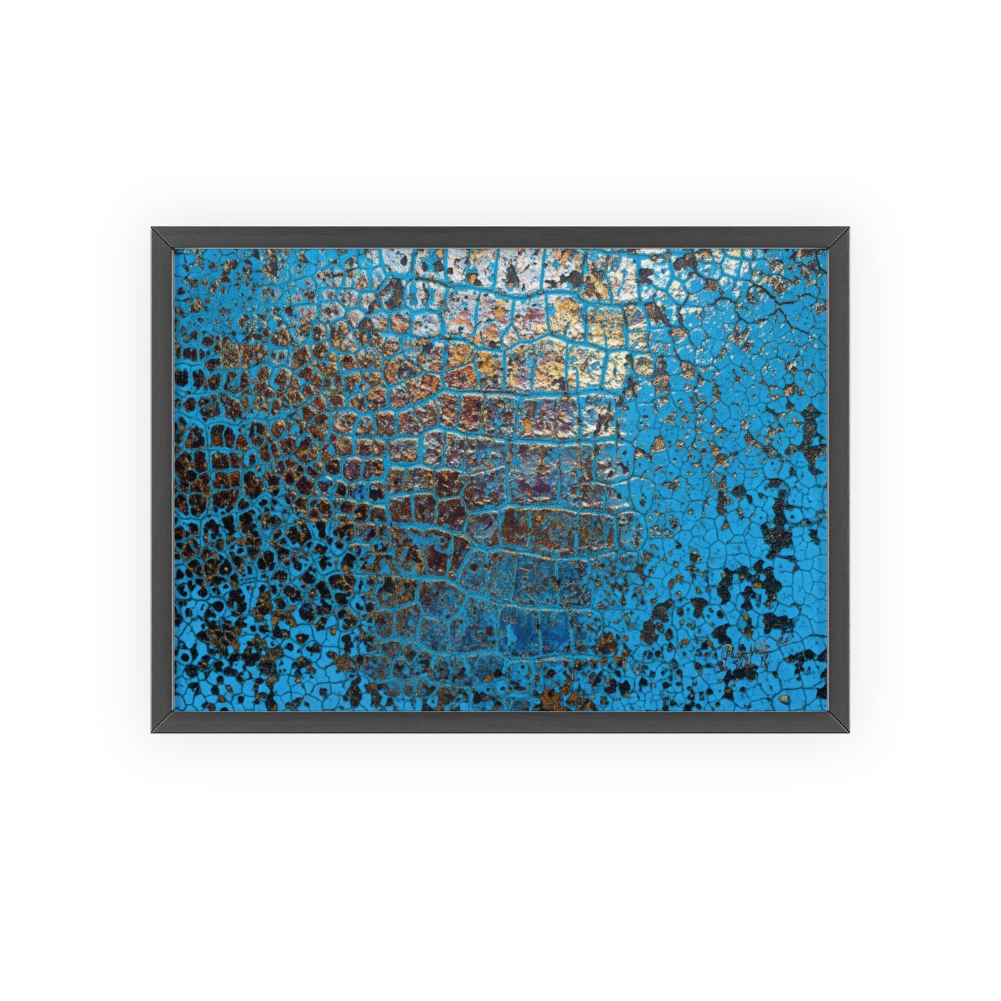 Gallery-Ready Blue Croco Abstract Framed Poster – Modern Wall Art for Home & Office