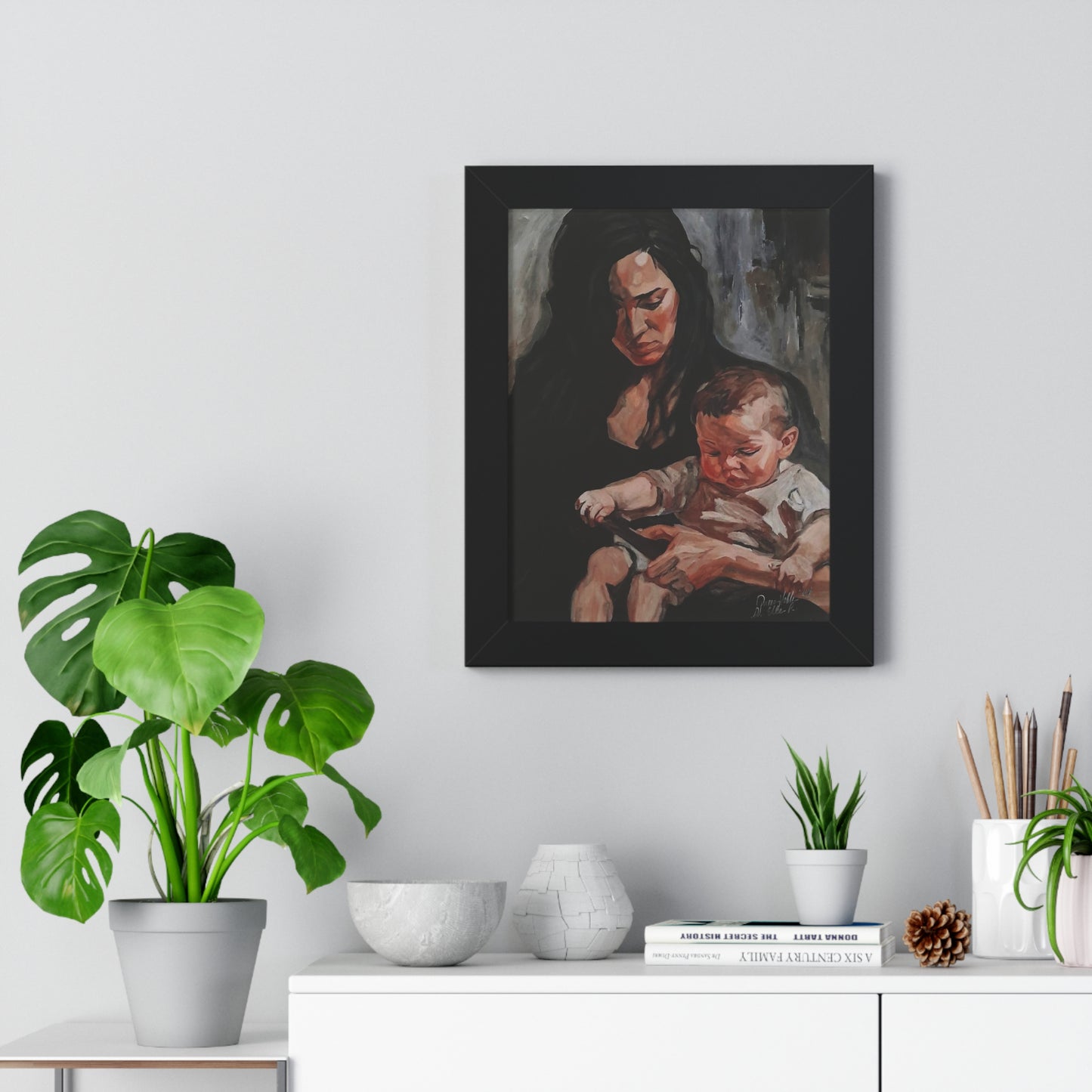 Mother And Child Vertical Framed Poster, Wall Art, Gift for Moms By QueenNoble
