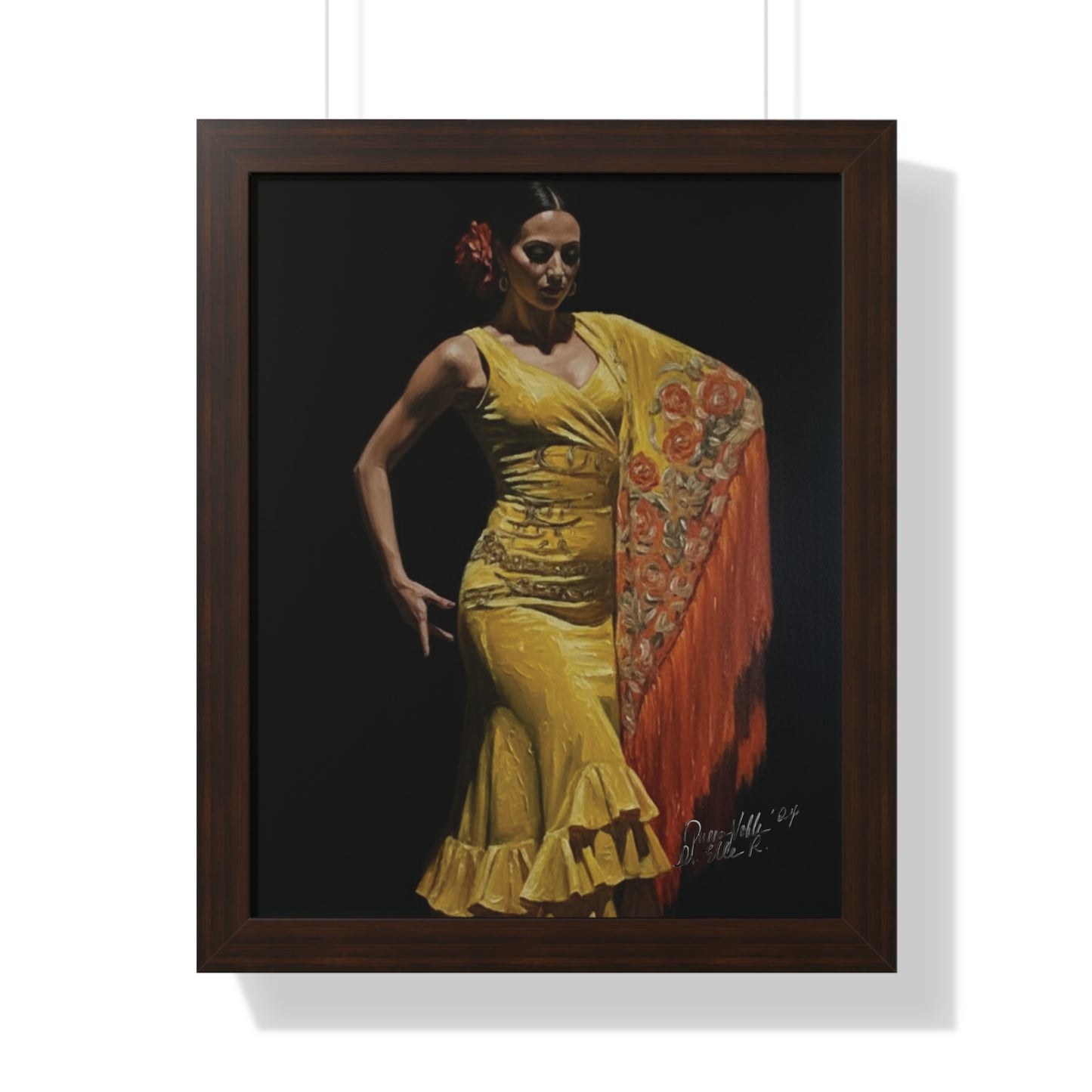 Elegant Flamenco Dancer Framed Vertical Poster, Wall Art By QueenNoble