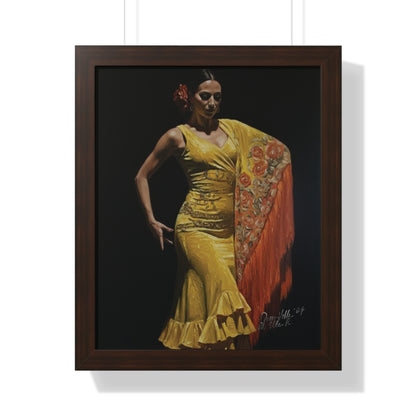 Elegant Flamenco Dancer Framed Vertical Poster, Wall Art By QueenNoble