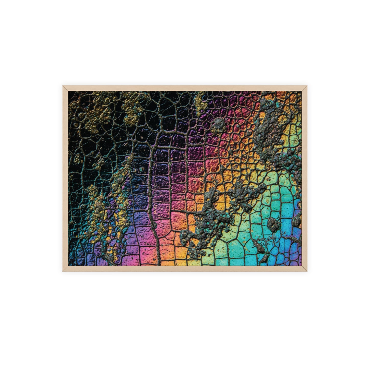 Rainbow Textured Art Poster with Wooden Frame Wall Art By QueenNoble