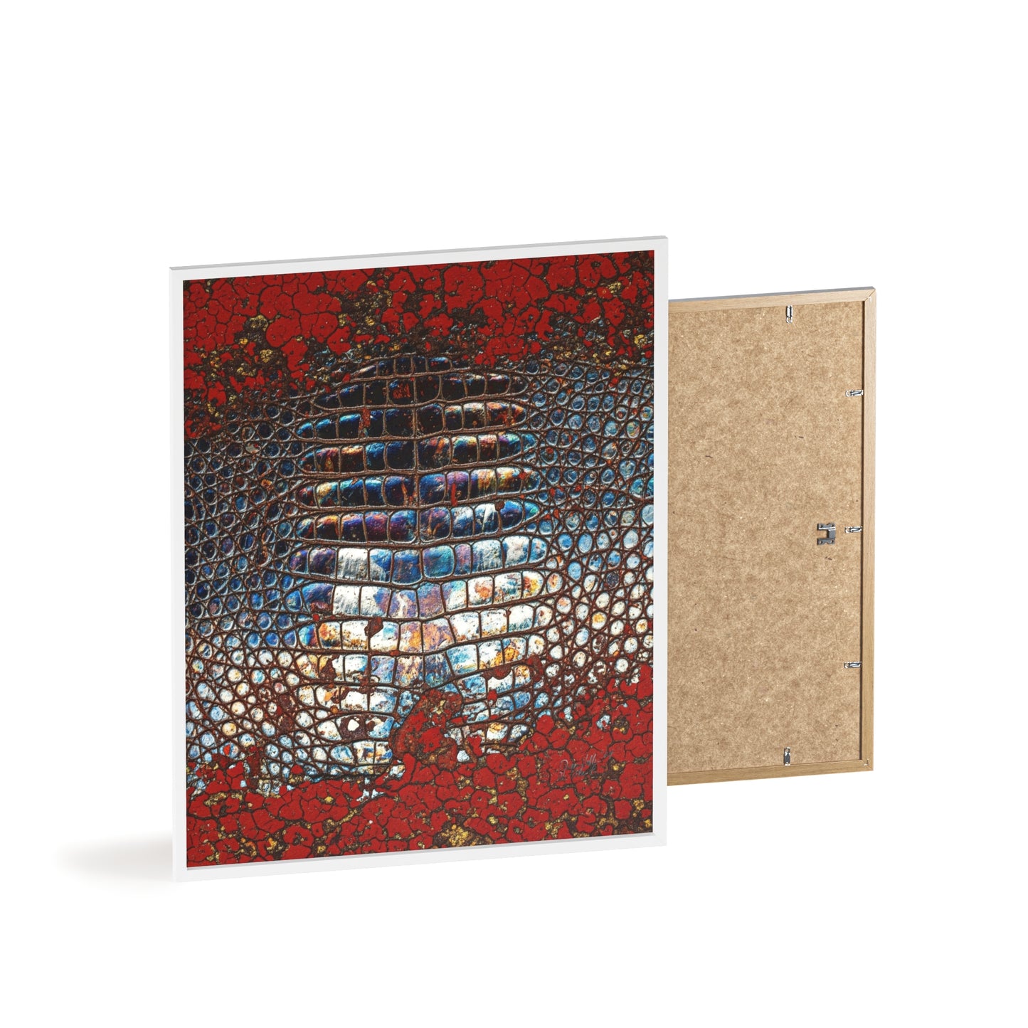 Red Crocodile Style Wall Art Stylish Wooden Frame Poster By QueenNoble