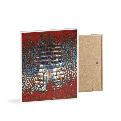 Red Crocodile Style Wall Art Stylish Wooden Frame Poster By QueenNoble