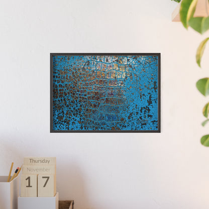 Gallery-Ready Blue Croco Abstract Framed Poster – Modern Wall Art for Home & Office