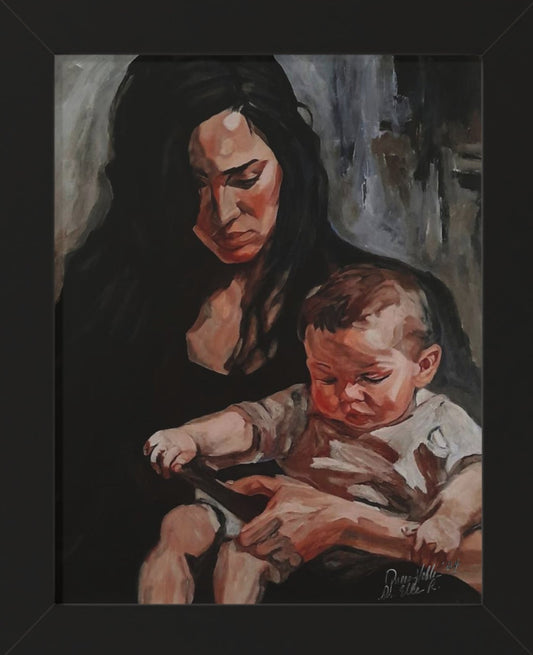 Mother And Child Vertical Framed Poster, Wall Art, Gift for Moms By QueenNoble