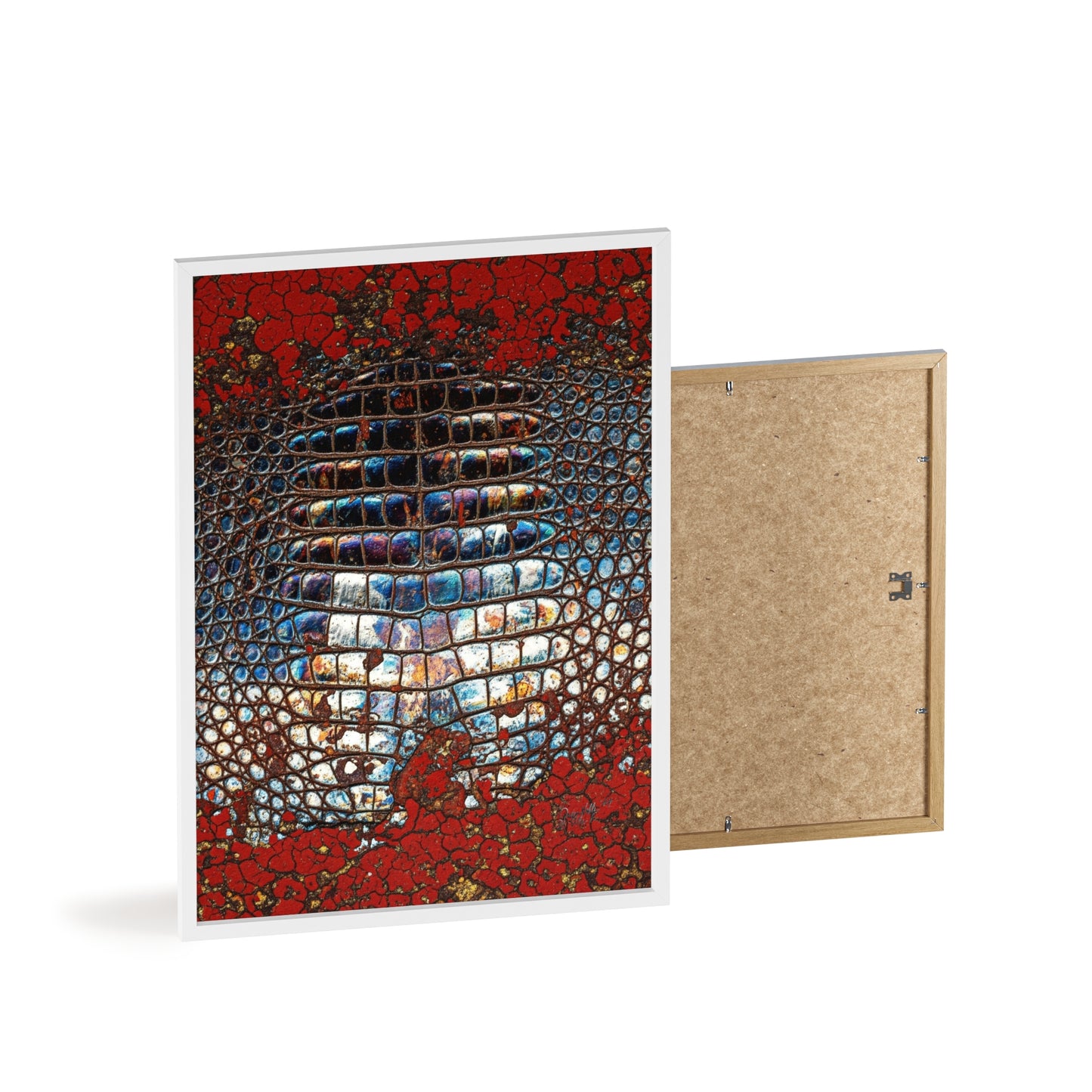 Red Crocodile Style Wall Art Stylish Wooden Frame Poster By QueenNoble