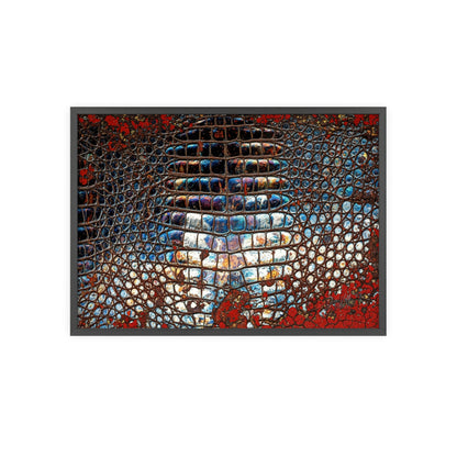 Red Crocodile Style Wall Art Stylish Wooden Frame Poster By QueenNoble