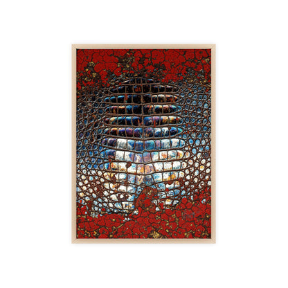 Red Crocodile Style Wall Art Stylish Wooden Frame Poster By QueenNoble