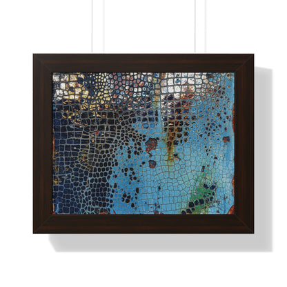 Cracking Mosaic Framed Poster, Unique Blue Wall Art Print By QueenNoble