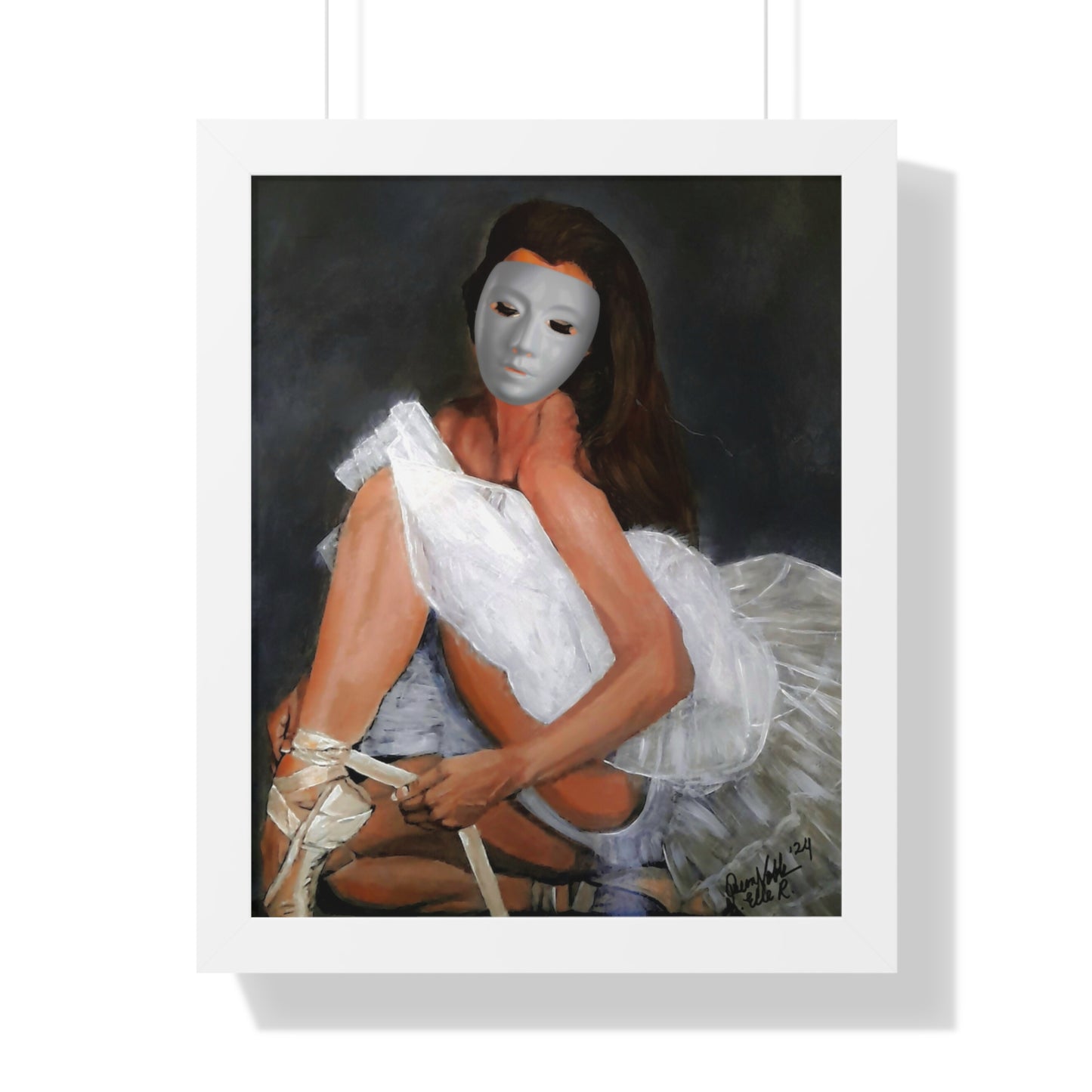 Ballerina With A Mask Wall Print Framed Vertical Poster By QueenNoble