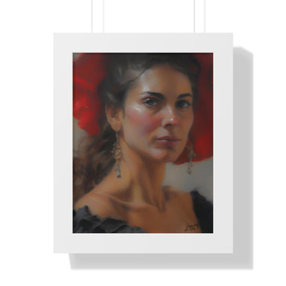 Elegant Framed Vertical Poster, Portrait Of A Beautiful Woman By QueenNoble