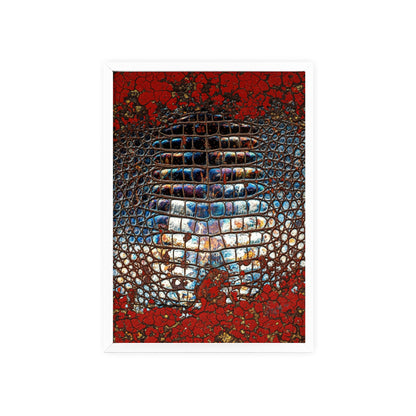 Red Crocodile Style Wall Art Stylish Wooden Frame Poster By QueenNoble