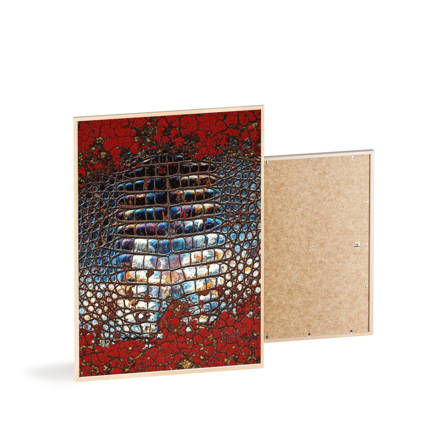 Red Crocodile Style Wall Art Stylish Wooden Frame Poster By QueenNoble