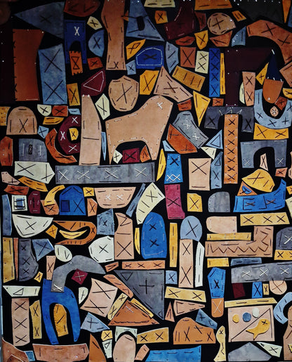 5 ft Genuine Leather Handmade Collage Wall Art The Traveler By Vercmagnus One Of A Kind Original Masterpiece