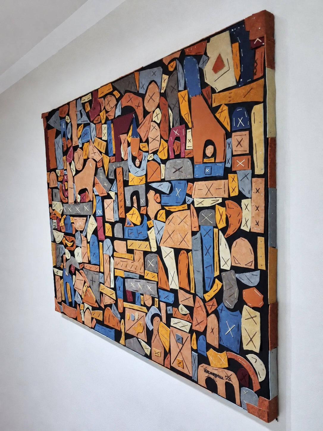 5 ft Genuine Leather Handmade Collage Wall Art The Traveler By Vercmagnus One Of A Kind Original Masterpiece