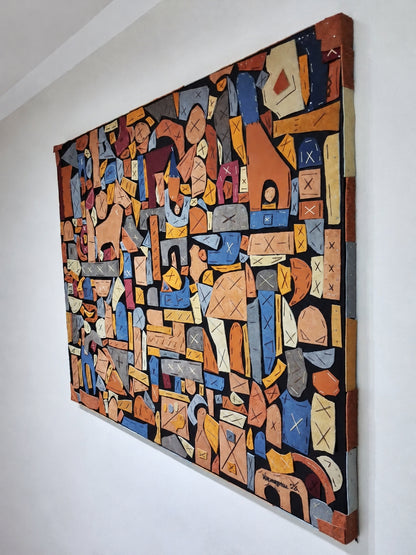 5 ft Genuine Leather Handmade Collage Wall Art The Traveler By Vercmagnus One Of A Kind Original Masterpiece