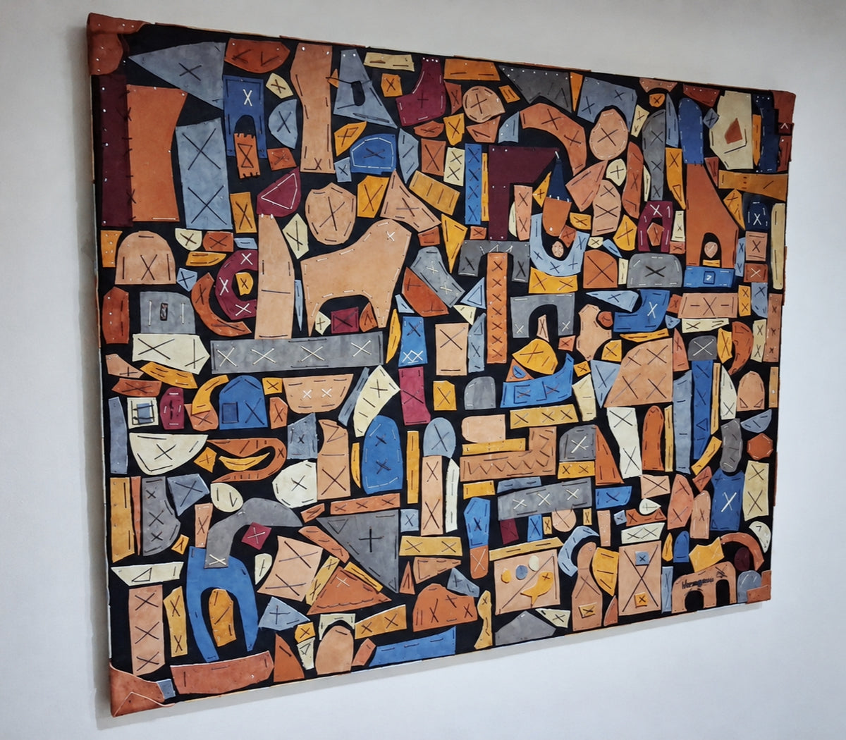 5 ft Genuine Leather Handmade Collage Wall Art The Traveler By Vercmagnus One Of A Kind Original Masterpiece