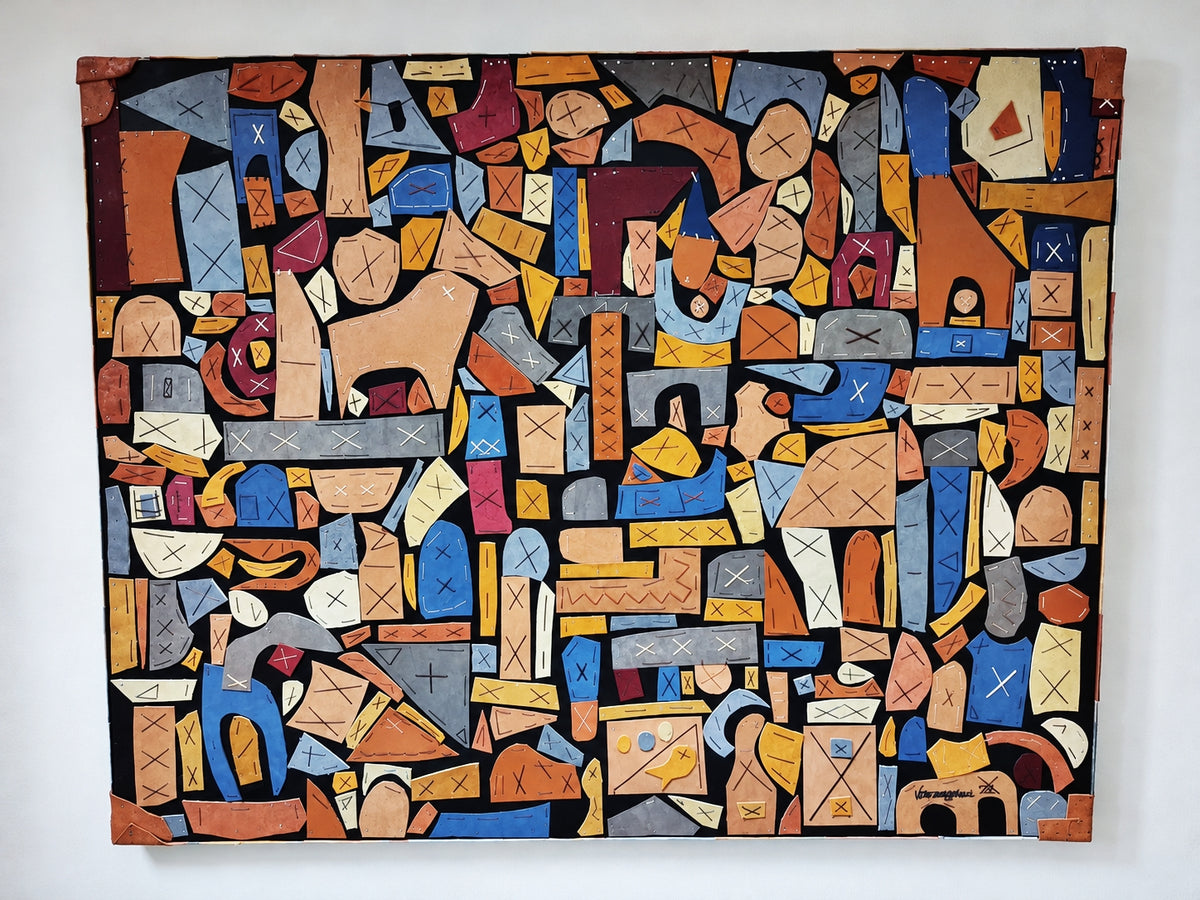 5 ft Genuine Leather Handmade Collage Wall Art The Traveler By Vercmagnus One Of A Kind Original Masterpiece