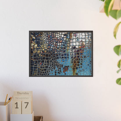 Poster with frame - Blue Cracking Crocodile Texture by QueenNoble