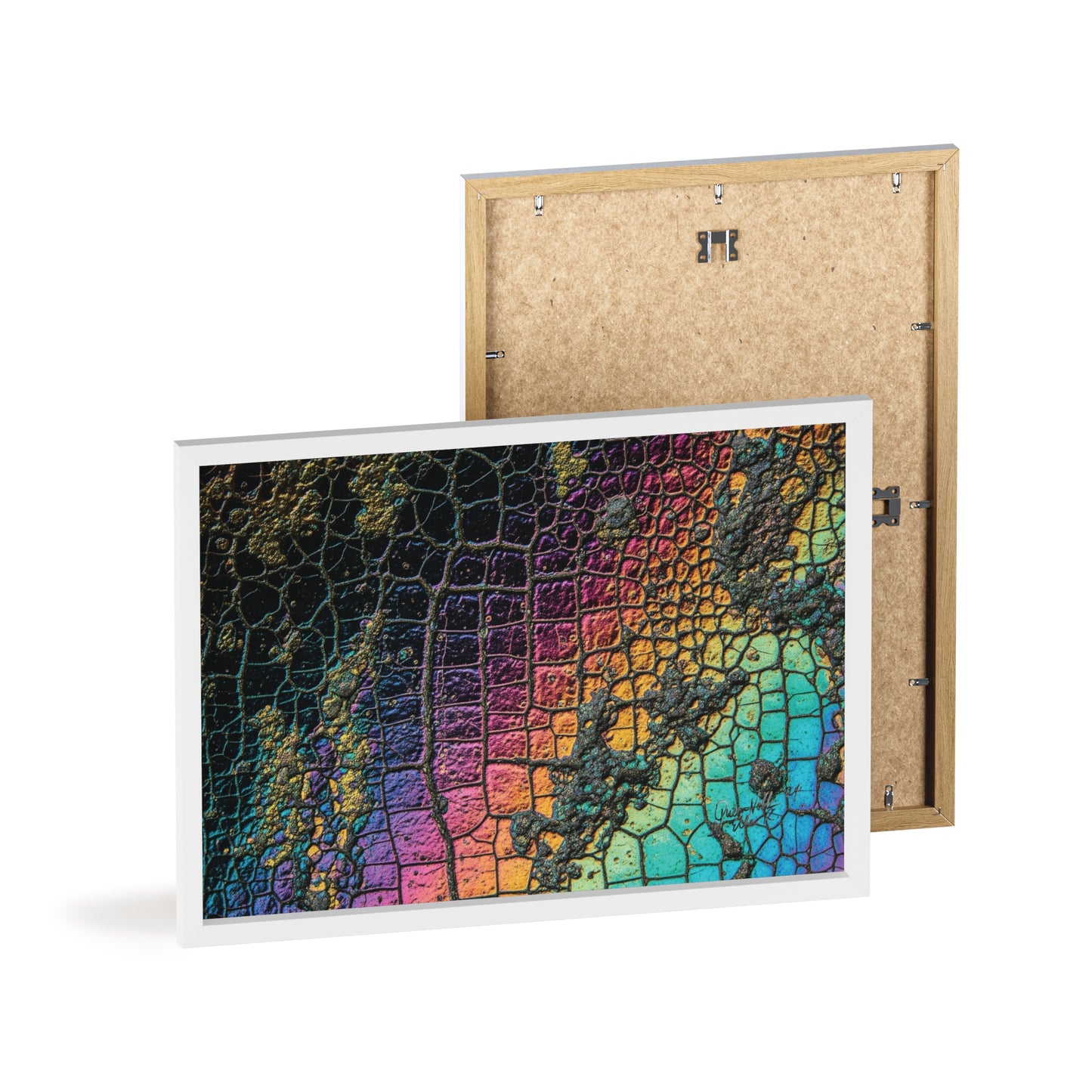 Rainbow Textured Art Poster with Wooden Frame Wall Art By QueenNoble