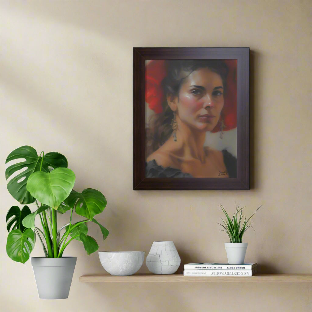 Elegant Framed Vertical Poster, Portrait Of A Beautiful Woman By QueenNoble