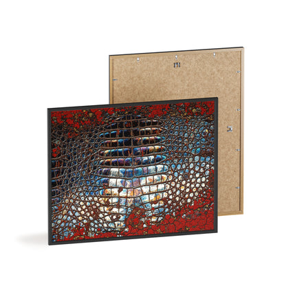 Red Crocodile Style Wall Art Stylish Wooden Frame Poster By QueenNoble