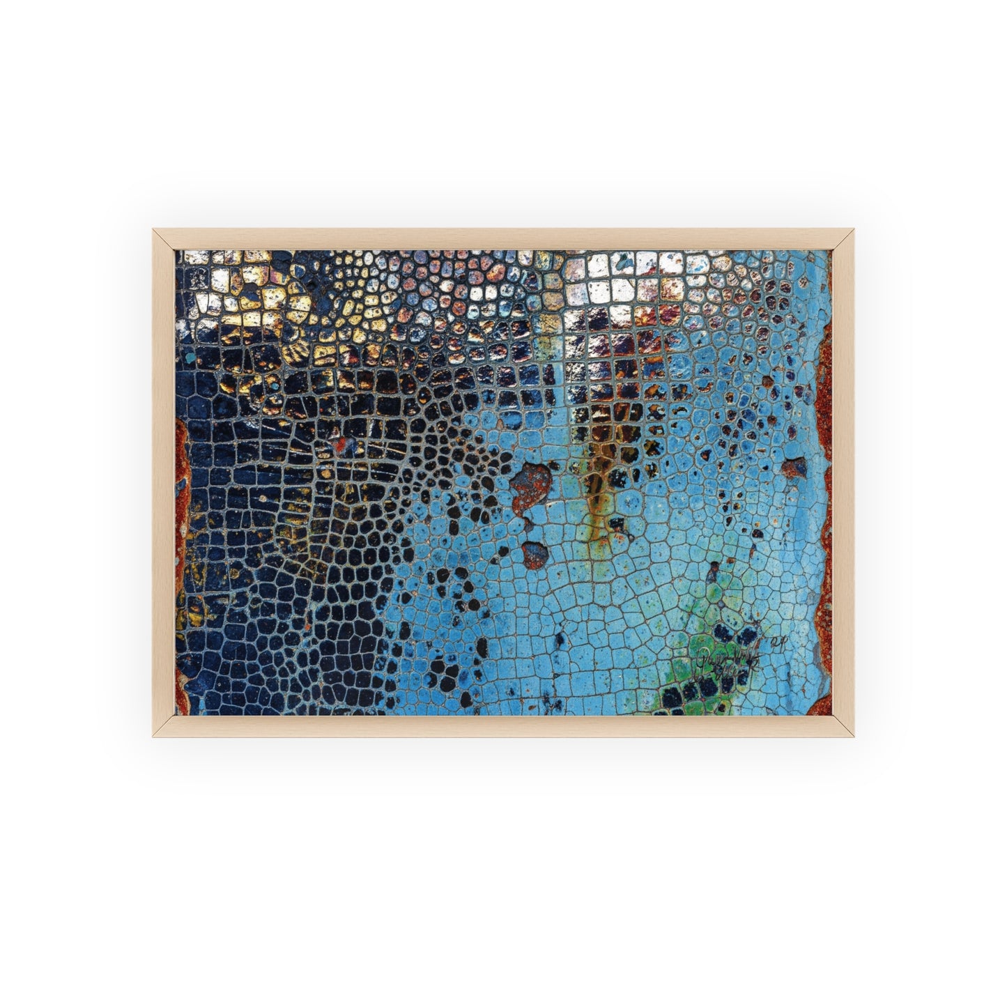 Poster with frame - Blue Cracking Crocodile Texture by QueenNoble