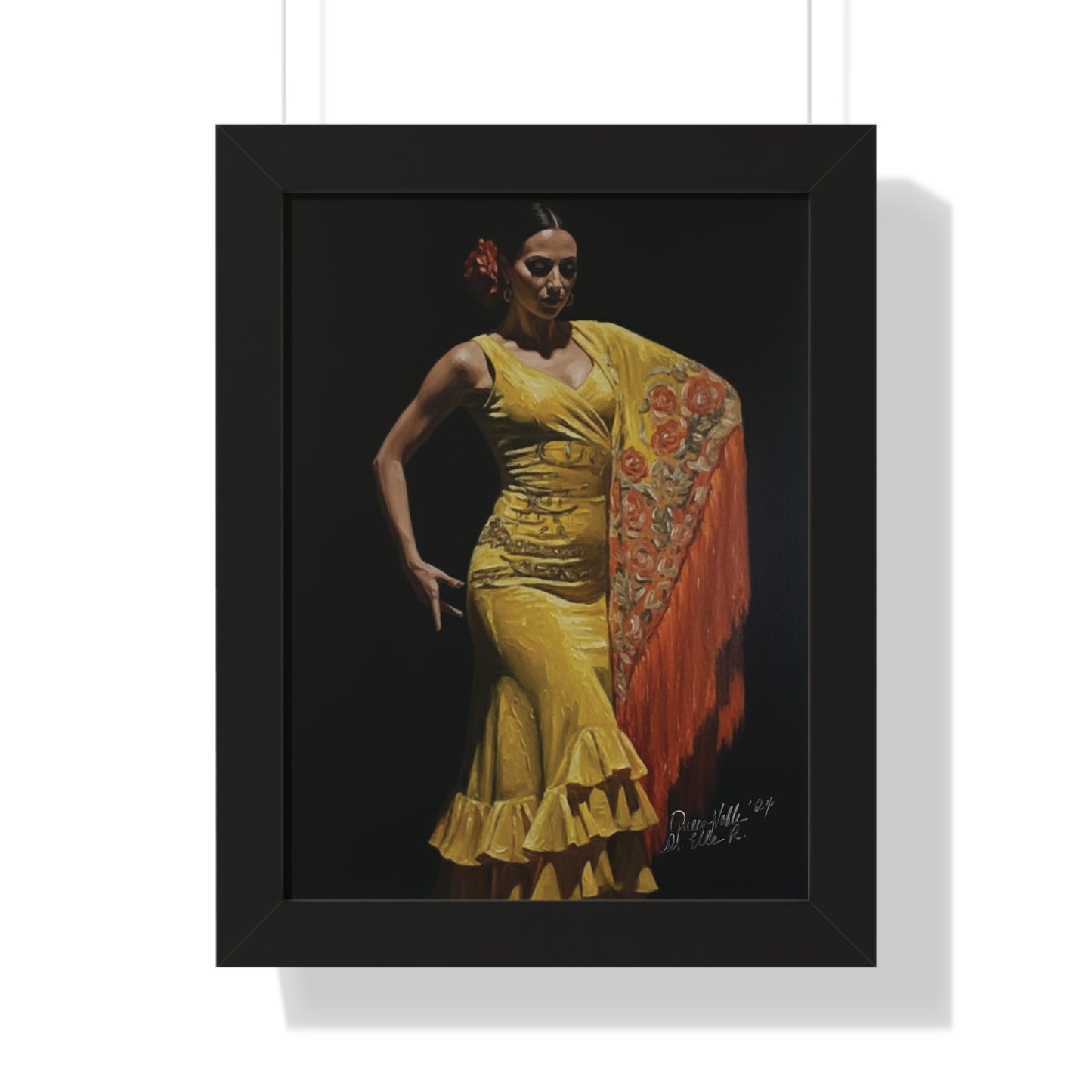 Elegant Flamenco Dancer Framed Vertical Poster, Wall Art By QueenNoble