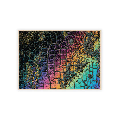 Rainbow Textured Art Poster with Wooden Frame Wall Art By QueenNoble