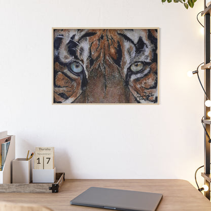 Majestic Tiger Poster with Wooden Frame, Animal Wall Art By QueenNoble