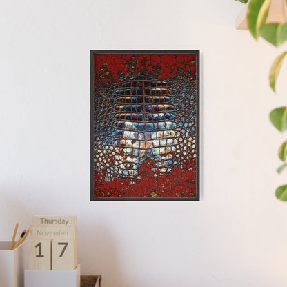 Red Crocodile Style Wall Art Stylish Wooden Frame Poster By QueenNoble