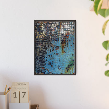 Poster with frame - Blue Cracking Crocodile Texture by QueenNoble