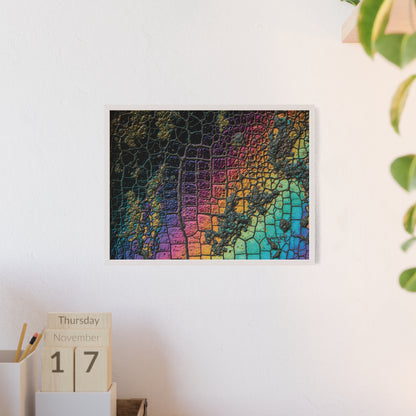 Rainbow Textured Art Poster with Wooden Frame Wall Art By QueenNoble