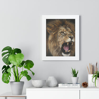 Majestic Lion Framed Vertical Poster, Animal Wall Art, Wildlife Print By QueenNoble