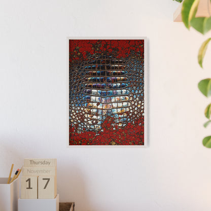 Red Crocodile Style Wall Art Stylish Wooden Frame Poster By QueenNoble