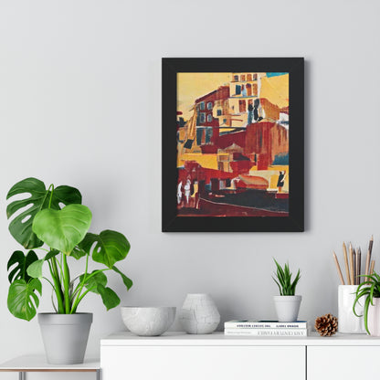 Geometric Framed Vertical Poster, Colorful Buildings Wall Art By Vercmagnus